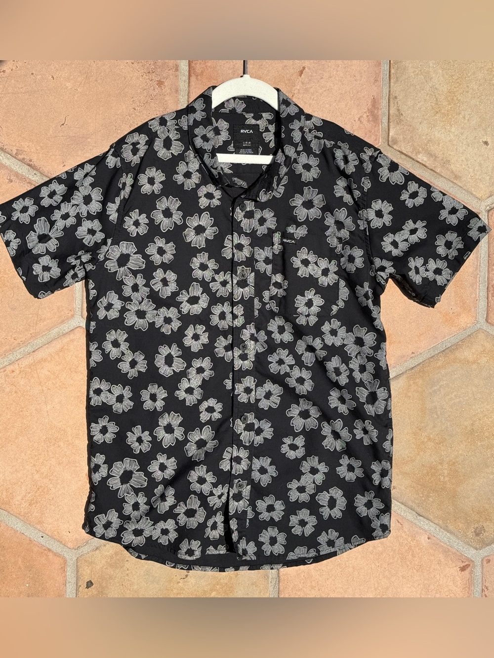 RVCA Boys That’ll Do Black Floral Button-down Shirt